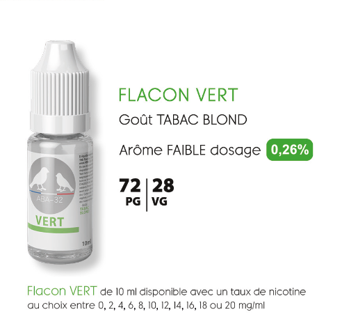 Flacon vert - Goût tabac blond